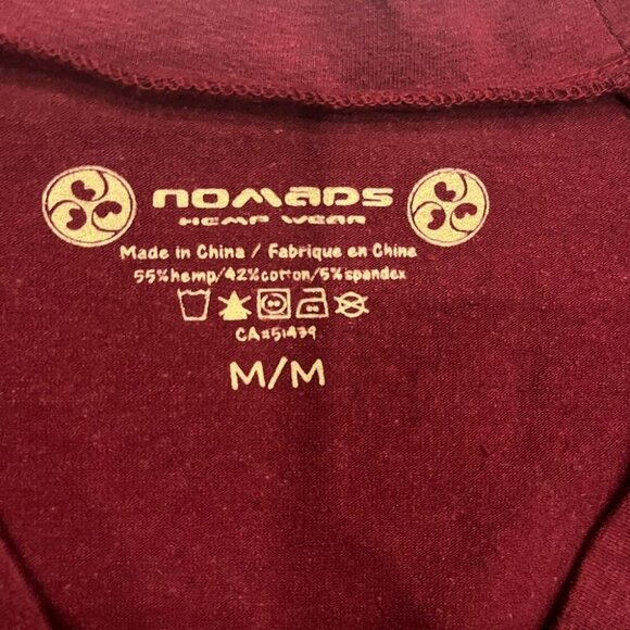 [M]Nomads Hemp Wear Burgundy L/Sleeves Faux Wrap Shirt - Picture 5 of 8